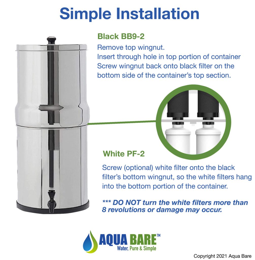 Aqua Bare filter simple installation instructions for BB9-2 and PF-2 Water filters
